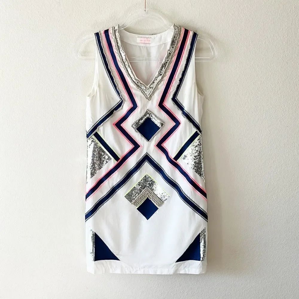 Sass and Bide 100% Silk Embroidered Beaded Sequin Shift Dress